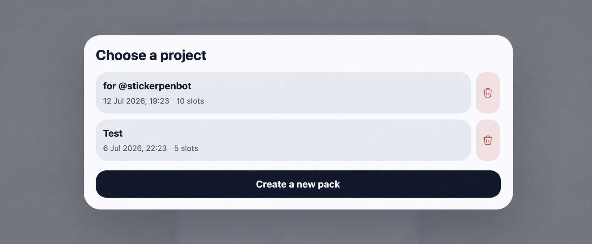 StickerPen project list in English