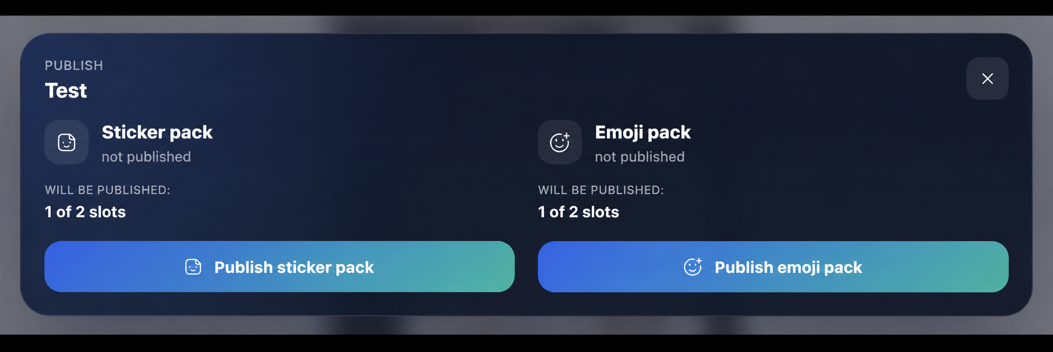 Sticker and custom emoji publishing options